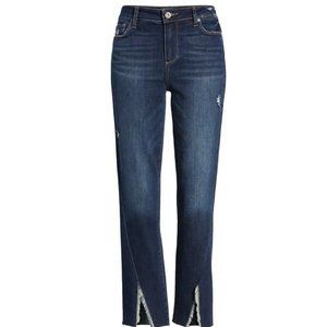 Paige Skyline Mid Rise Straight Ankle Jeans Casabella Wash Raw Hem Size 28 New